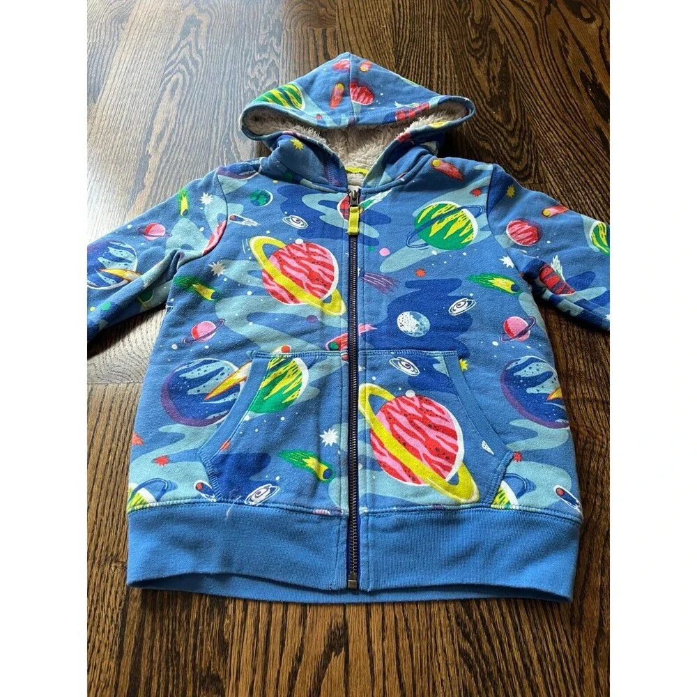 Mini Boden Kids' Shaggy Lined Print Hoodie in Space (5-6Y)